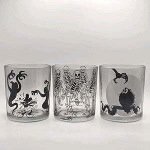 3x DISNEY Halloween Silly Symphony Skeleton Dance Glasses 14 fl. oz.  4" Tall